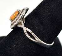 Opal and CZ Gemstone Ring in Sterling Silver