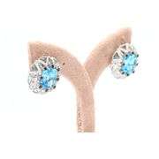 14k White Gold Natural Blue Topaz and Diamond Earrings