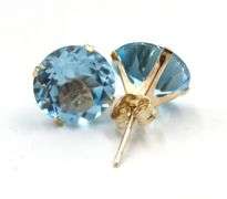 14kt Yellow gold blue topaz stud earrings