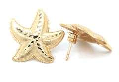 14kt Yellow gold textured starfish stud earrings