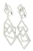 18kt White gold 4.00ctw Diamond Geometric Statement Dangle Earrings