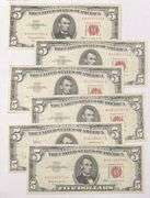 6 1963 Series Slider $5 Red Seal US Notes
