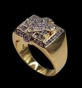 Men's 14 Kt Gold Plate 5.75 Cttw Lab Simulated Diamond Ring.