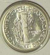 1934 Frosty White BU Mercury Dime