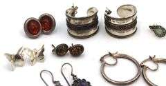 Vintage 925 sterling silver group lot of earrings
