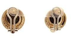 18kt Yellow gold 0.15ctw Diamond and Emerald Cabochon Ancient Coin Earrings