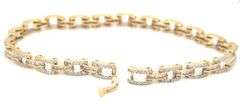 10kt Yellow gold baguette and round diamond link bracelet