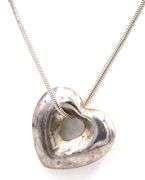 925 Sterling silver heart shaped pendant on snake chain necklace