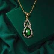 18 Kt Yellow Gold Plate 4 Piece Lab Simulated Emerald Jewelry Set