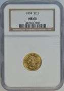 Super Gem BU 1904 US $2.50 Liberty Gold Piece. NGC MS65
