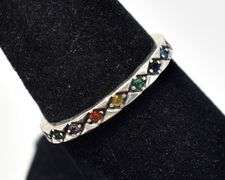 Colorful CZ Gemstone Ring in Sterling Silver