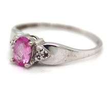 10kt White gold oval pink topaz ring