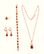 18 Kt Yellow Gold Plate Rare Padpaparacha Sapphire Lab Simulated 4 Piece Jewelry Set