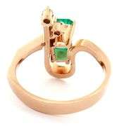 18kt Yellow gold Emerald cut and diamond fancy ring