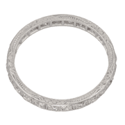 Platinum 950 Natural Diamond Engraved Band, Size 8