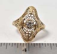Fantastic Diamond Art Deco Style Diamond Ring in 14K Yellow Gold