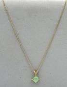 14kt Yellow gold round green star sapphire pendant on chain