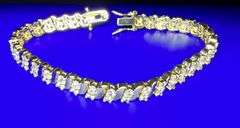 Ladies Sparkling 14 Kt Gold Plated Tennis Bracelet