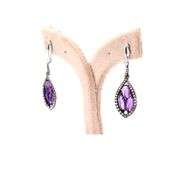 18k (750) White Gold Natural Amethyst and Diamond Earring
