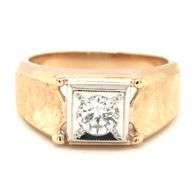 14kt Yellow gold 0.50ct high polished florentine finish gent's ring