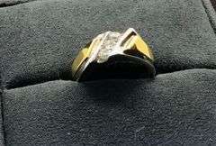 MEN’S 14K TWO TONE (WHITE+YELLOW) GOLD NATURAL DIAMOND WEDDING BAND
