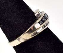 Lovely Blue Sapphire and Diamond Ring in 10K White Gold