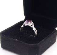 Platinum 1.52ct Rhodalite Garnet W/Cushion Infinity Diamond Ring