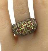 925 Sterling silver multi color dome ring