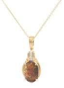 1.25ct Oval Black Opal and 0.03ctw Diamond Pendant Necklace in 18K