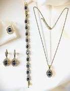 18 Kt Yellow Gold Plate 4 Piece Lab Simulated Alexandrite Jewelry Set