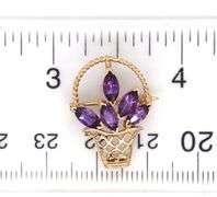 Group lot of 3 14kt Yellow gold amethyst pendants