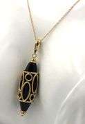 14kt Yellow gold black onyx loop pendant enhancer on chain