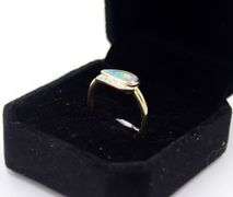 14kt Yellow gold Boulder Opal & Diamond Accent Ring
