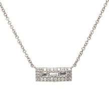 New Gabriel & Co. 0.27ctw Baguette and Round Diamond Rectangle Pendant Necklace