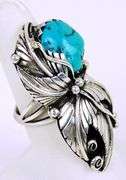 DL Navajo Sterling Silver Turquoise Ring, Size 7