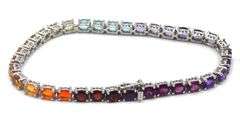 925 Sterling silver lot of 2 multi color crystal bracelets
