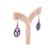 18k (750) White Gold Natural Amethyst and Diamond Earring