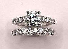 14 K White Gold Plate 2 Band Stackable 3.75 Ct Lab Simulated Diamond Ring