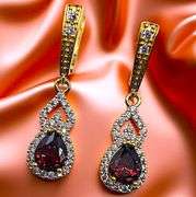 18 Kt Yellow Gold Plate Rare Padpaparacha Sapphire Lab Simulated 4 Piece Jewelry Set