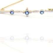 14k (585) Yellow and White Gold Natural Sapphire and Diamond Pendant