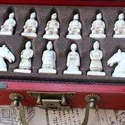 Chinese Terracotta Warrior Chess Set with Wood Board