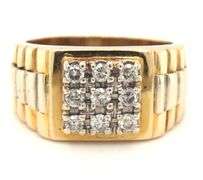 Man's 14K W&Y Gold Rolex Style Diamond Cluster