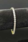 14 Kt Yellow White Gold Plated 5.75 Ctw Lab Simulated Diamond Tennis Bracelet