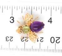 Group lot of 3 14kt Yellow gold amethyst pendants