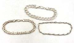 Group lot of 3 Vintage 925 sterling silver bracelets