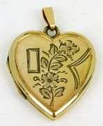 Vintage Large Gold Filled Engraved Heart Locket Pendant