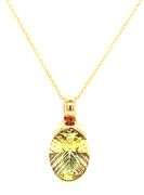 16kt Yellow gold Lemon quartz fancy cut pendant on chain