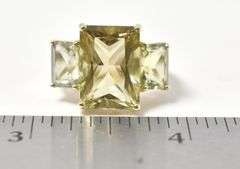 Stunning 10K Yellow Gold Green Citrine Ring