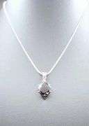 Impressive Huge Rare 12.85 Ct 14 Kt White Gold Plated Simulated Black Diamond Pendant w/Chain