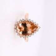 Impressive 4.34ct. Morganite & Diamond Ring in 14K rose gold